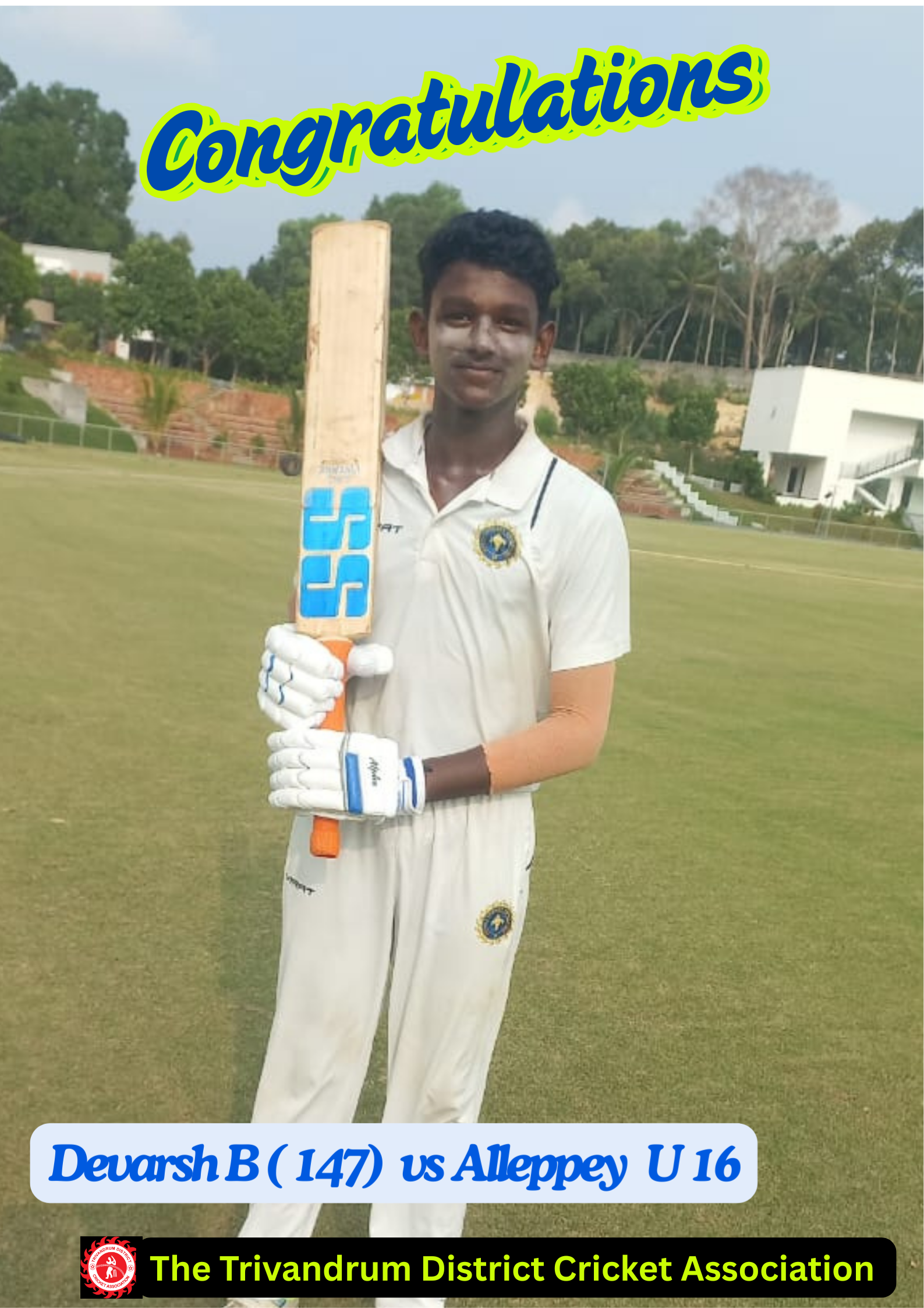 Devarsh scores century against Alappuzha