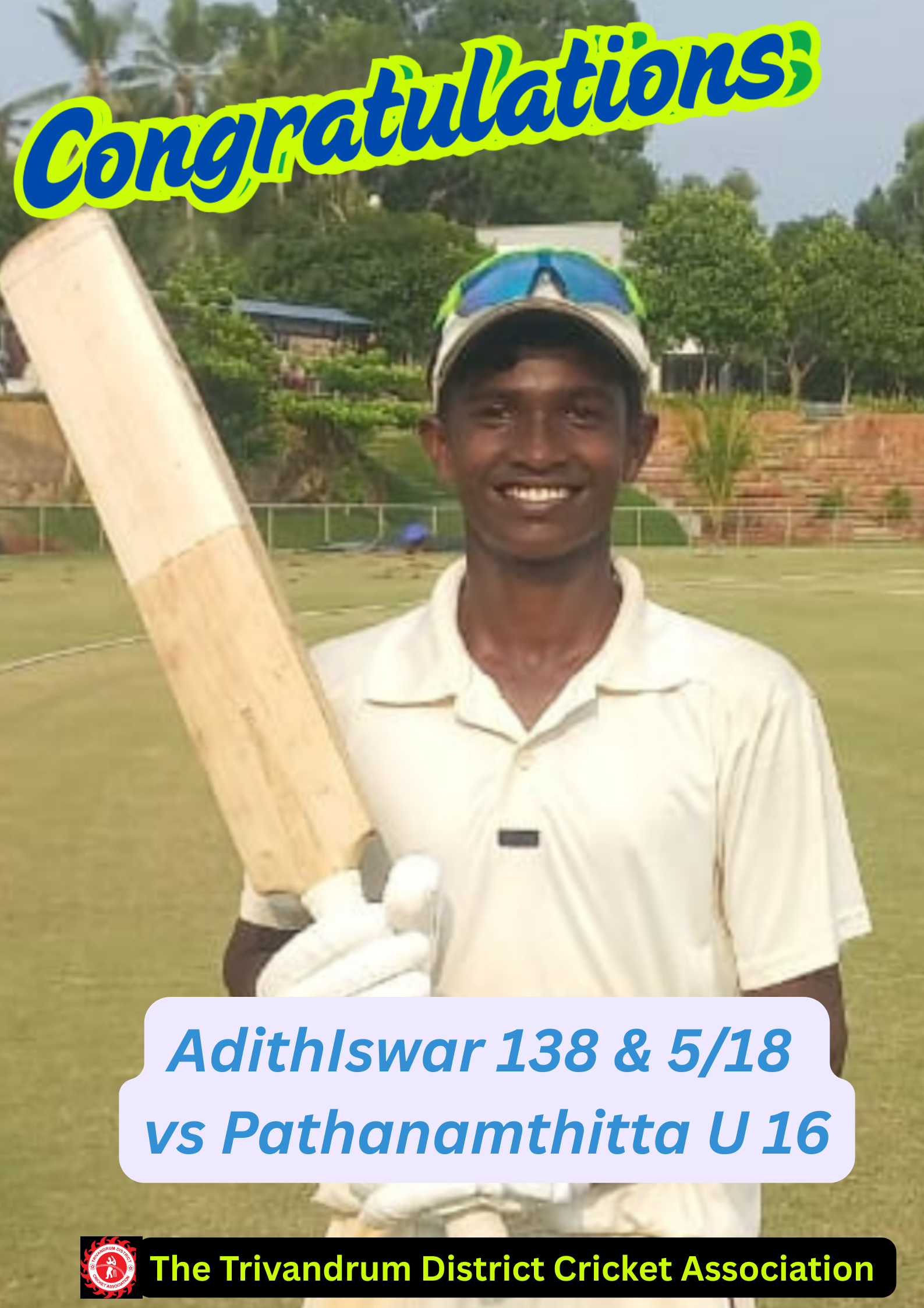 Trivandrum Beats Pathanamthitta U 16 by innings and 157 Runs